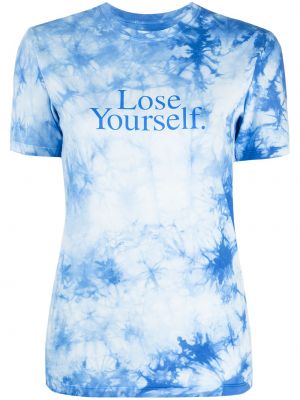 T-shirt avec imprimé slogan à imprimé Rabanne bleu
