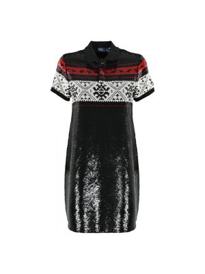 Sukienka mini w geometryczne wzory Ralph Lauren czarna