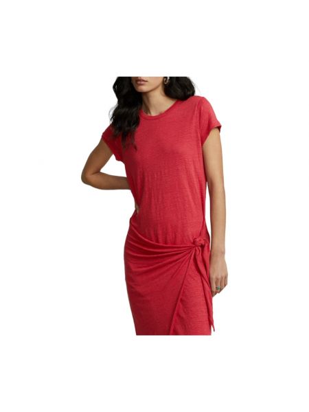 Vestido midi de lino Ralph Lauren rojo