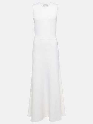 Кашемировое шелковое шерстяное длинное платье Gabriela Hearst белое