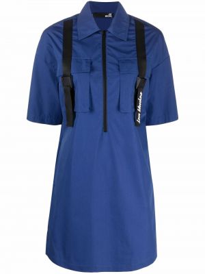 Klasické bavlněné mini šaty na zip Love Moschino - modrá
