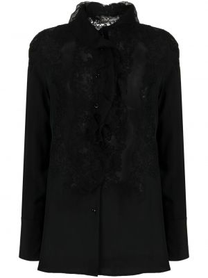 Bluza s cvetličnim vzorcem s čipko Ermanno Scervino črna