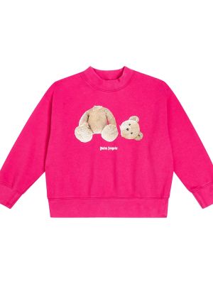 Trykt bomull hettegenser for jenter Palm Angels Kids rosa