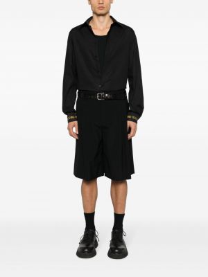 Medvilninė siuvinėta džinsiniai marškiniai Versace Jeans Couture juoda