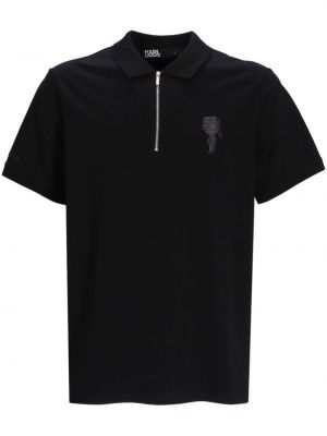 Polo en coton avec applique Karl Lagerfeld noir