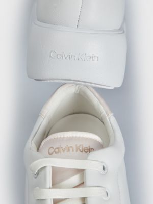 Мереживні шкіряні кросівки на шнурівці Calvin Klein білі