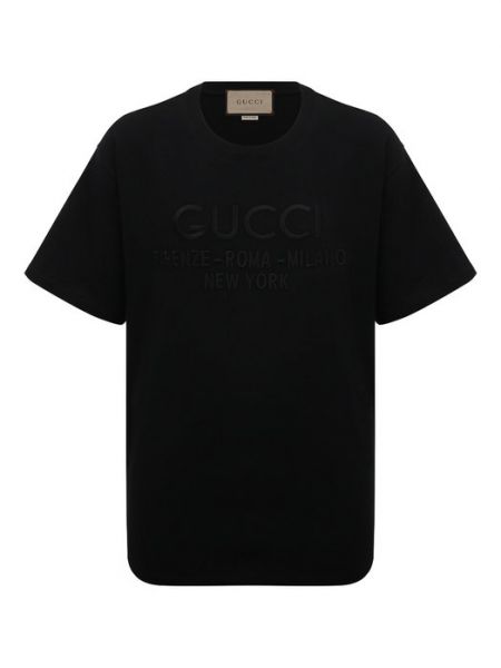 Хлопковая футболка Gucci черная