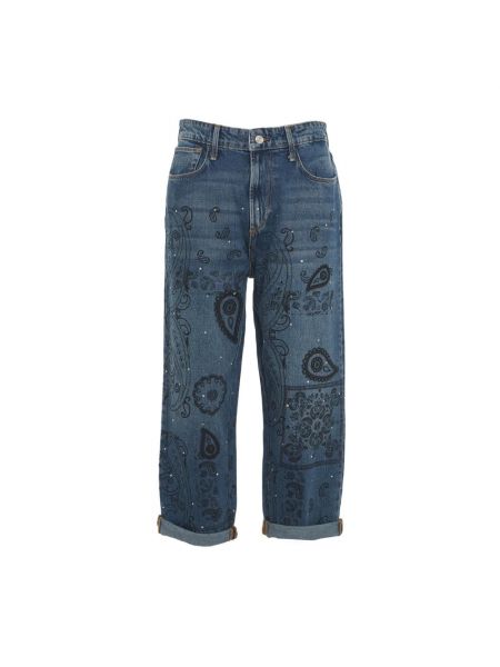 Proste jeansy z nadrukiem z wzorem paisley Liu Jo niebieskie