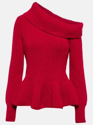 Sweter wełniany z kaszmiru Alexander Mcqueen czerwony
