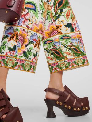 Памучни широки панталони тип „марлен“ на цветя Etro