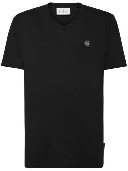 Kokvilnas t-krekls ar apdruku Philipp Plein melns