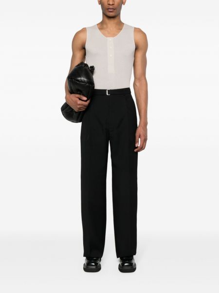 Plisované vlněné rovné kalhoty Lanvin černé