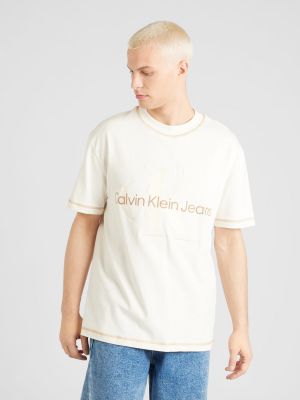 Πουκάμισο τζιν Calvin Klein Jeans καφέ