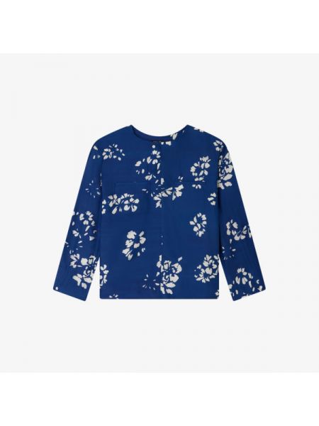 Шелковая блузка в цветочек с принтом Soeur синяя