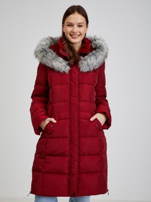 Péřový kabát s kožíškem na zip s kapucí Orsay