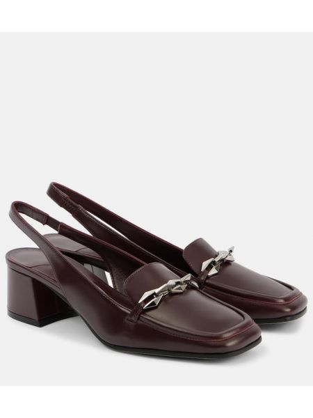 Loafers i läder med slingback Jimmy Choo röd