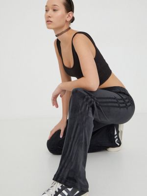 Aksamitne welurowe spodnie sportowe Adidas Originals czarne