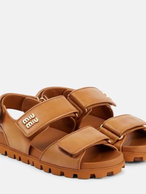 Kožené sandále Miu Miu hnedá