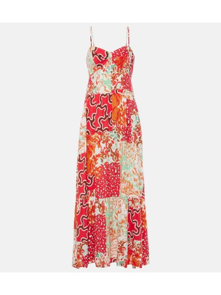 Vestido largo de flores Diane Von Furstenberg rojo