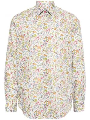 Kokvilnas krekls ar ziediem ar apdruku Paul Smith balts