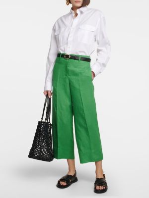 Pantalones rectos de lino 's Max Mara verde