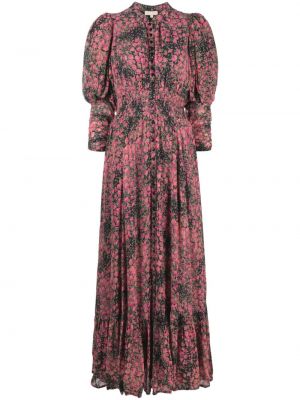 Midi obleka z gumbi s cvetličnim vzorcem s potiskom Bytimo roza
