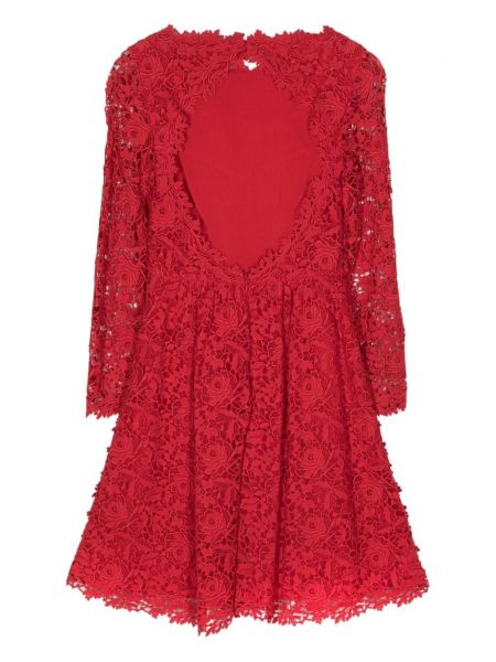 Sukienka bawełniana w kwiatki koronkowa Valentino Garavani Pre-owned czerwona