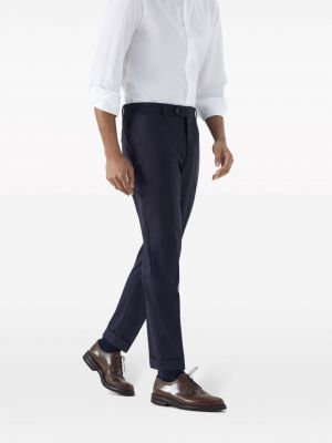 Kašmírové rovné kalhoty Brunello Cucinelli modré