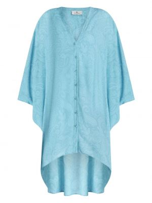 Šaty s knoflíky s potiskem s paisley potiskem Etro modré
