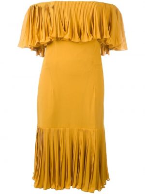 Hedvábné šaty s odhaleným ramenem Jean Louis Scherrer Pre-owned - žlutá