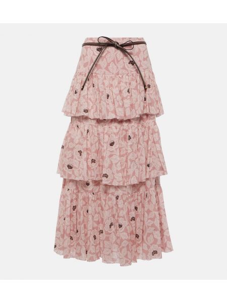 Blomstret midi nederdel Zimmermann pink