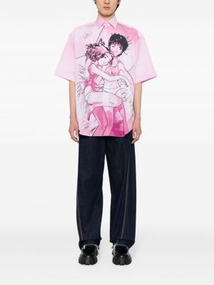 Bavlněná košile s potiskem Vetements růžová