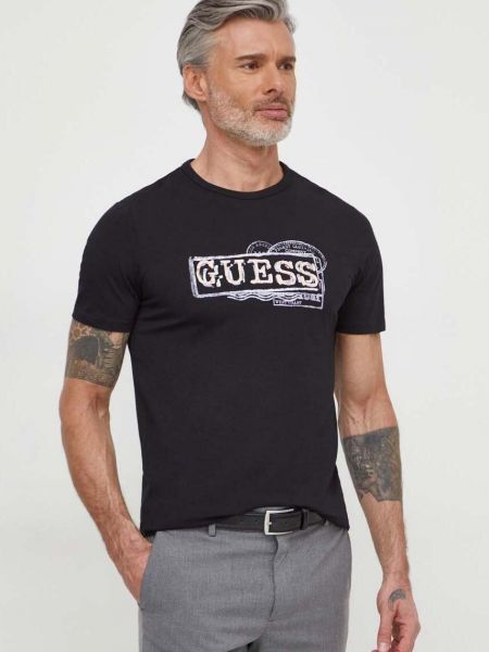 Koszulka z nadrukiem Guess czarna