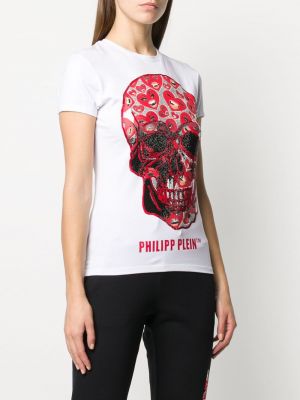 Slim fit tričko se cvočky Philipp Plein bílé