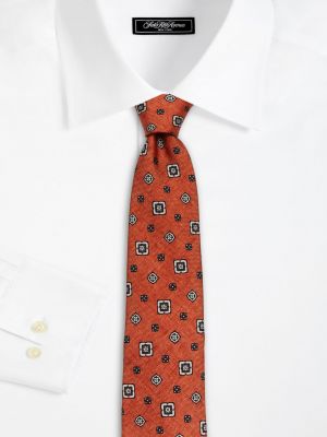 Шелковый галстук с абстрактным узором Kiton оранжевый