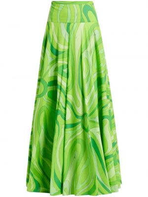 Bavlnená dlhá sukňa s potlačou Pucci zelená
