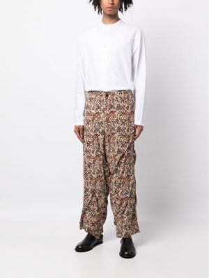 Rovné kalhoty s potiskem s paisley potiskem Yohji Yamamoto