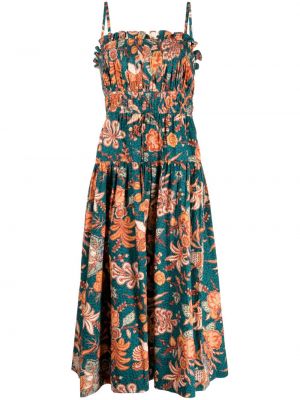 Sukienka midi w kwiatki z nadrukiem Ulla Johnson zielona