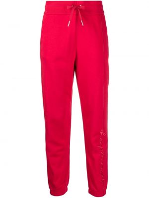 Pantaloni sport cu broderie Armani Exchange roșu
