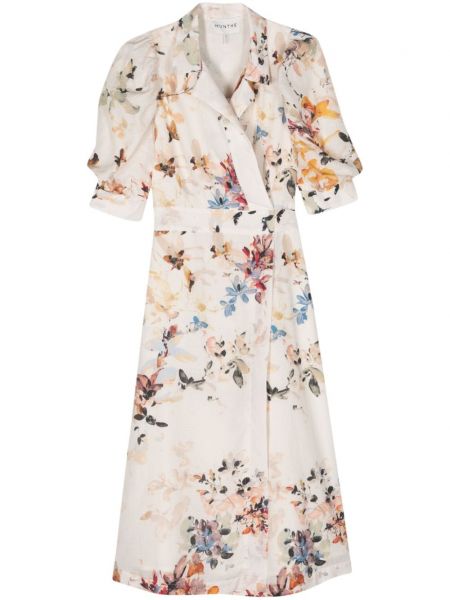 Φλοράλ μίντι φόρεμα με σχέδιο Munthe μπεζ
