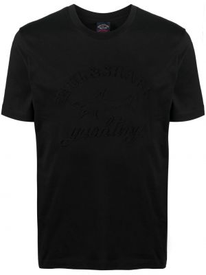 Medvilninis siuvinėtas marškinėliai Paul & Shark juoda