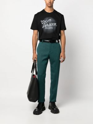 Slim fit vlněné kalhoty Versace