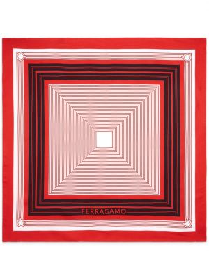Fular de mătase cu imagine cu imprimeu geometric Ferragamo roșu
