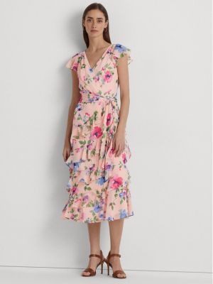Коктейлна рокля Lauren Ralph Lauren розово