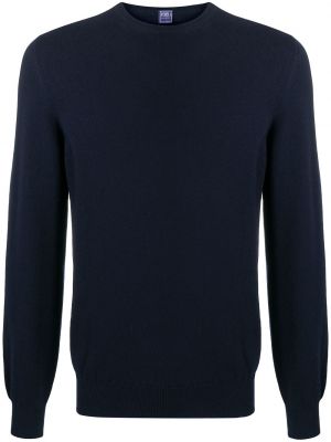 Кашмирен пуловер с кръгло деколте Fedeli синьо