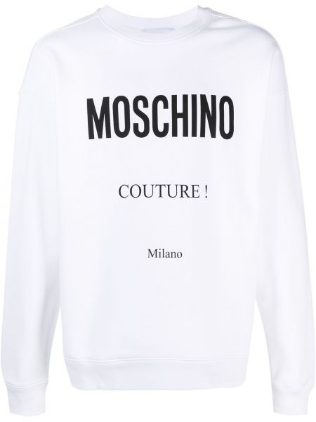 Raštuotas medvilninis džemperis Moschino balta