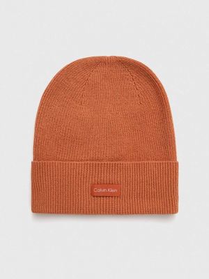 Вълнена шапка Calvin Klein оранжево