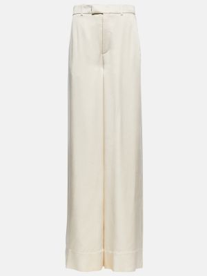 Voľné nohavice s vysokým pásom Saint Laurent biela