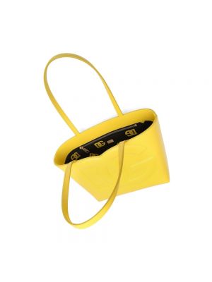 Bolso shopper de cuero Dolce & Gabbana amarillo