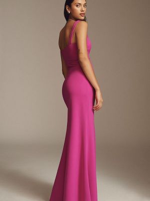 Платье с разрезом с квадратным вырезом из крепа Bhldn розовое